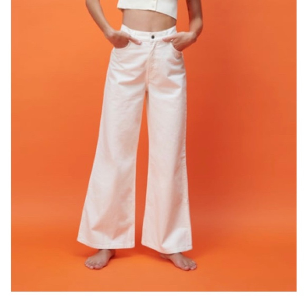 Zara true wide leg white jeans